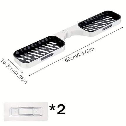 Rotatable Shower Shelf Self-Adhesive Bathroom Storage Shelf in Gray or White.