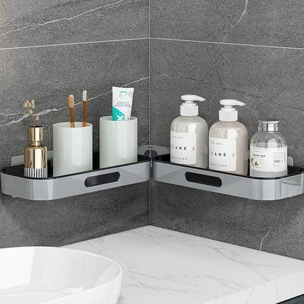 Rotatable Shower Shelf Self-Adhesive Bathroom Storage Shelf, Gray/White.