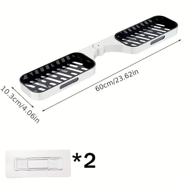 Rotatable Shower Shelf Self-Adhesive Bathroom Storage Shelf, Gray/White.