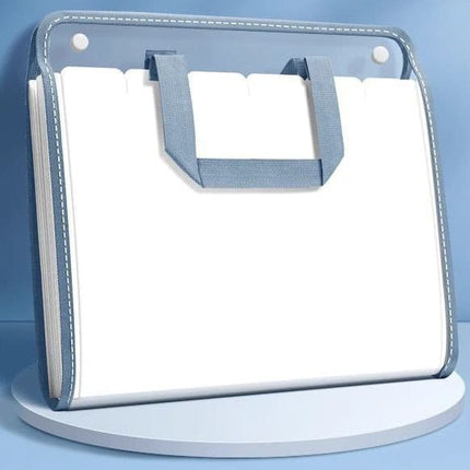13 Compartments A4 Document Folder, Blue, Waterproof with Snaps, for School and Home, Compatible with Office Supplies, A4 Size.