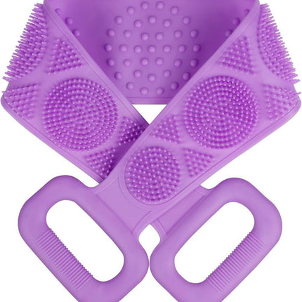 Soft Exfoliating Silicone Body Brush for Women and Men, with Massage Particles, Purple.