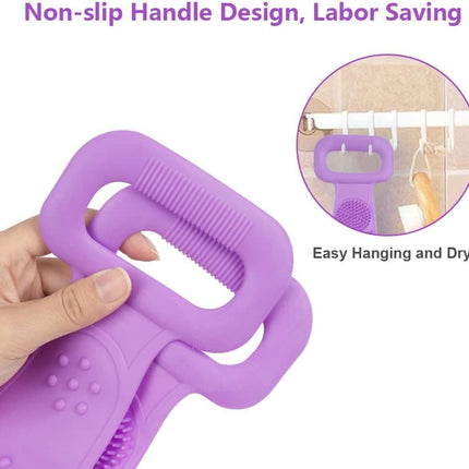 Soft Exfoliating Silicone Body Brush for Women and Men, with Massage Particles, Purple.
