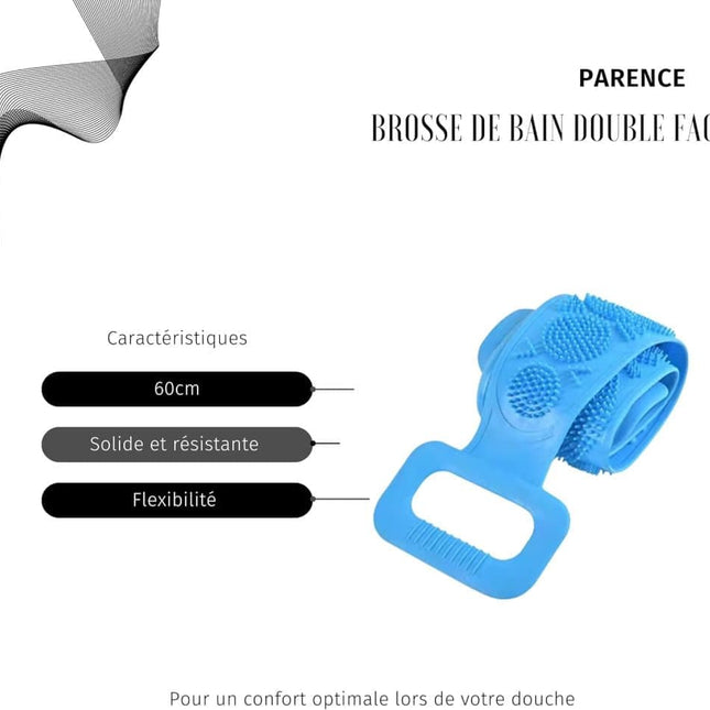 Silicone Body Brush Back Scrubber for Women and Men, Soft Exfoliating Bath Shower Brush with Massage Particles, Blue.