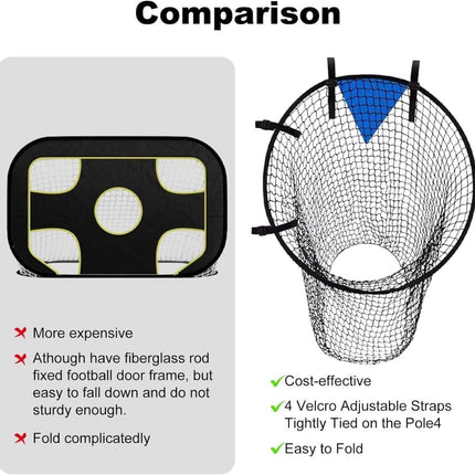 2-Pack Black Soccer Goal Net for Shooting Training, Portable Foldable, for Backyard and Park, 6x4ft.
