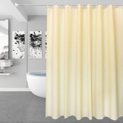 12 Hooks Solid Color Waterproof Shower Curtain for Bathroom, 180x180 cm, Mildew Resistant PEVA, Light Yellow.