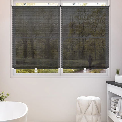 Removable Blackout Curtain with Suction Cups, Telescopic Portable Roller Blind for Windows and Car Sunshade, Black, 40×125cm.