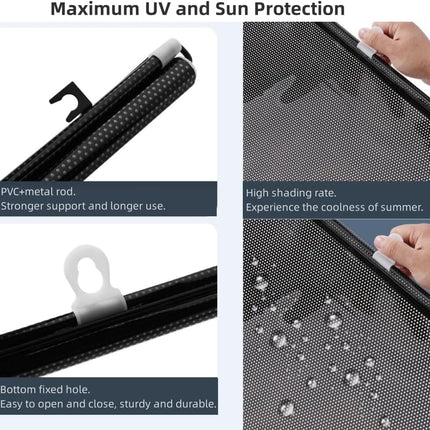 Removable Blackout Curtain Roller Blind with Suction Cups, Telescopic Portable Sunshade for Windows and Cars, 40×125cm, Black.