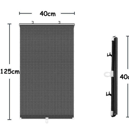 Removable Blackout Curtain Roller Blind with Suction Cups, Telescopic Portable Sunshade for Windows and Cars, 40×125cm, Black.