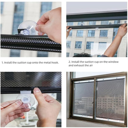 Blackout Curtain with Suction Cups, Removable Window and Car Sunshade, Telescopic Portable Roller Blind, Black, 50×125cm.