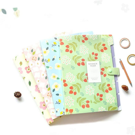 8 Compartments A4 Document Folder Waterproof Floral Pattern, Blue, with A4 Size.
