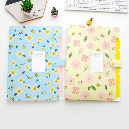 8 Compartments A4 Document Folder Waterproof Floral Pattern, Blue, with A4 Size.