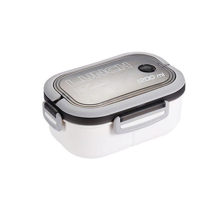 Children and Adults Lunch Box with Compartments, 14.5x21x8 cm, Practical Reusable, White.