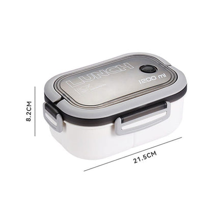 Children and Adults Lunch Box with Compartments, 14.5x21x8 cm, Practical Reusable, White.