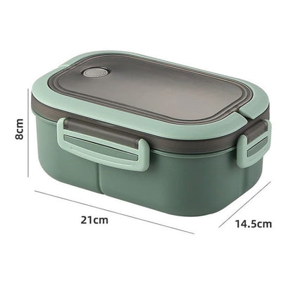 Children and Adults Lunch Box with Compartments, 14.5x21x8 cm, Green, Practical and Reusable.