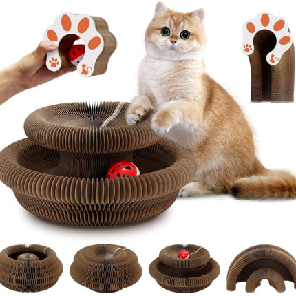 2-in-1 Cat Scratching Mat with Ball and Bell, Interactive Cat Toy, Magnetic Design, Compatible with All Cats, 40x30cm.