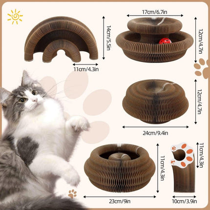 2-in-1 Cat Scratching Mat with Ball and Bell, Interactive Cat Toy, Magnetic Design, Compatible with All Cats, 40x30cm.