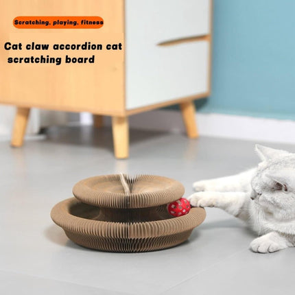 2-in-1 Cat Scratching Mat with Ball and Bell, Interactive Cat Toy, Magnetic Design, Compatible with All Cats, 40x30cm.