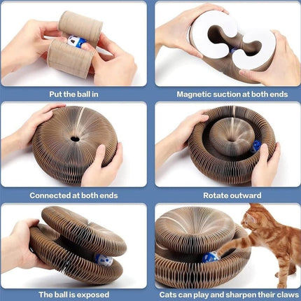 2-in-1 Cat Scratching Mat with Ball and Bell, Interactive Cat Toy, Magnetic Design, Compatible with All Cats, 40x30cm.
