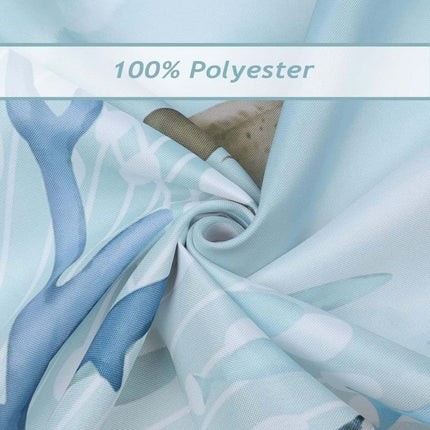 Waterproof Polyester Shower Curtain with Sea Turtle and Dolphin Motif, Mildew Resistant, Light Blue, 180x200 cm.