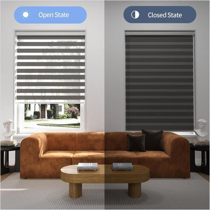 40×150CM Blackout Sun Protection Roller Blind, Blackout Zebra Blind Without Drilling, Gray.