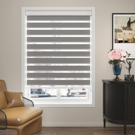 40×150CM Blackout Sun Protection Roller Blind, Blackout Zebra Blind Without Drilling, Gray.