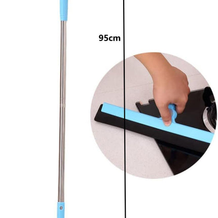 95 cm Water Scraper with Telescopic Handle, Rotatable for Wet and Dry Use, Compatible with Floors, Tiles, Windows and Showers, Blue.