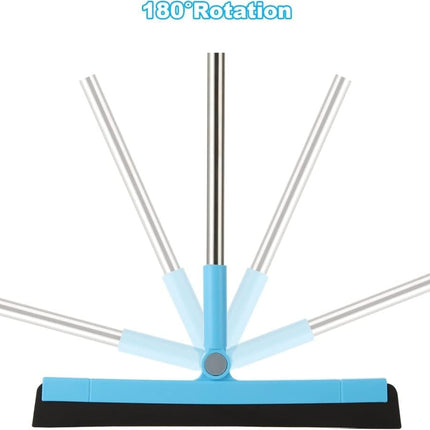 95 cm Water Scraper with Telescopic Handle, Rotatable for Wet and Dry Use, Compatible with Floors, Tiles, Windows and Showers, Blue.