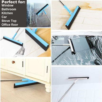95 cm Water Scraper with Telescopic Handle, Rotatable for Wet and Dry Use, Compatible with Floors, Tiles, Windows and Showers, Blue.