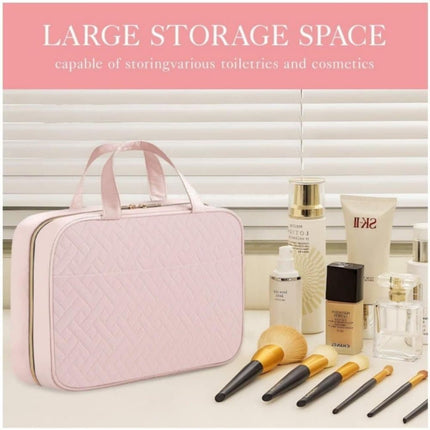 Waterproof Makeup Bag with Hanging Hook, Lightweight Toiletry Bag for Bathroom and Travel, Pink.