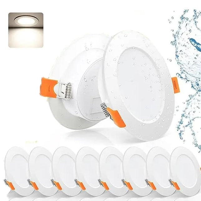 8 pcs LED Spotlight Waterproof IP44 Neutral White Light 4000K, for Bathrooms and Living Rooms.