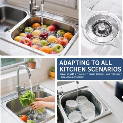 3-in-1 Stainless Steel Sink Strainer with Removable Basket, Easy to Clean Kitchen Strainer.