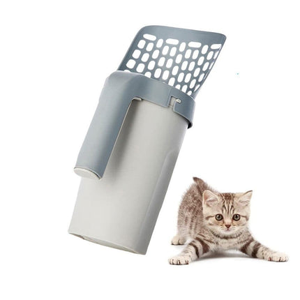 2-in-1 Litter Box Scoop with Holder and Waste Bags, Non-Slip Durable Pet Cleaning Tool.