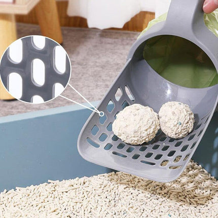 2-in-1 Litter Box Scoop with Holder and Waste Bags, Non-Slip Durable Pet Cleaning Tool.