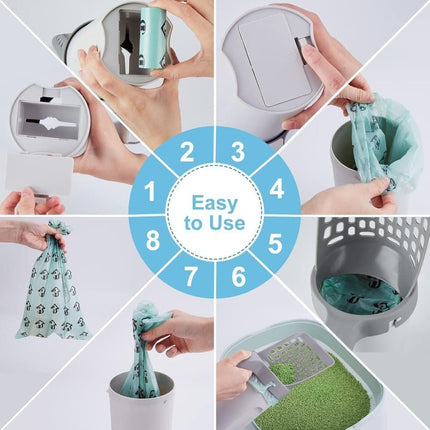 2-in-1 Litter Box Scoop with Holder and Waste Bags, Non-Slip Durable Pet Cleaning Tool.