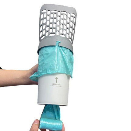 2-in-1 Litter Box Scoop with Holder and Waste Bags, Non-Slip Durable Pet Cleaning Tool.