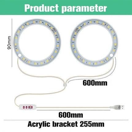 2 pcs LED Grow Light 4000K Full Spectrum with Timer, Adjustable USB Plant Lighting for Small Plants, Beige.