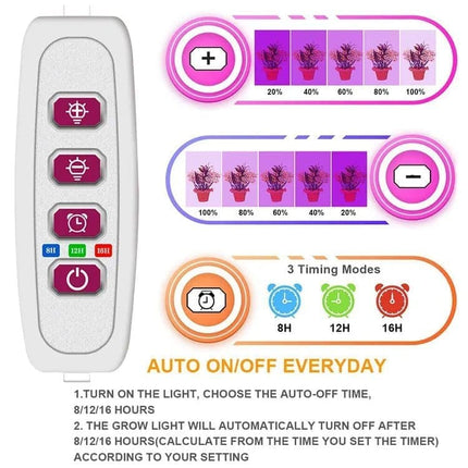 2 pcs USB LED Grow Light 4000K Full Spectrum Plant Lighting with Timer Adjustable, Pink.