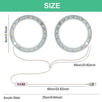2 pcs USB LED Grow Light 4000K Full Spectrum Plant Lighting with Timer Adjustable, Pink.