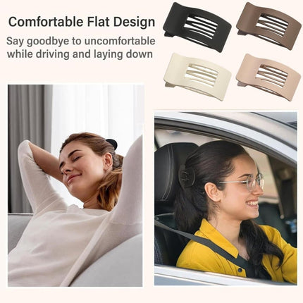 4-Pack Multicolored Hair Clips, Ergonomic Curved Flat Clips for Thin and Thick Hair with Strong Grip, Oval/Square.