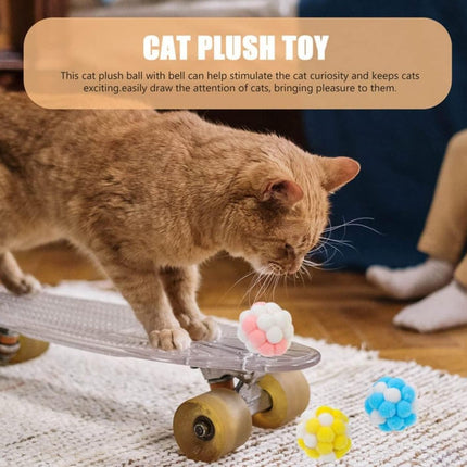 Colorful Cat Toy 7-pack with Bell for Stress Relief and Interactive Play, 7 pieces.