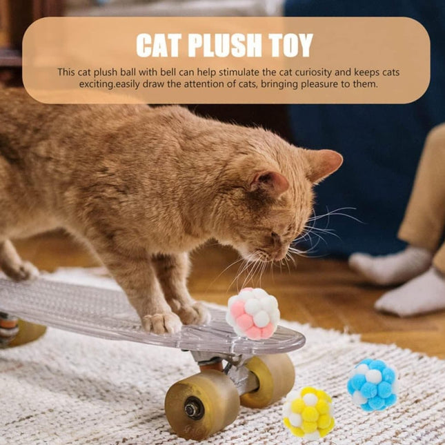 Colorful Cat Toy 7-pack with Bell for Stress Relief and Interactive Play, 7 pieces.