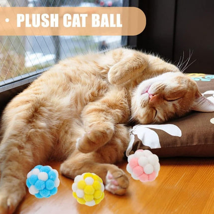 Colorful Cat Toy 7-pack with Bell for Stress Relief and Interactive Play, 7 pieces.