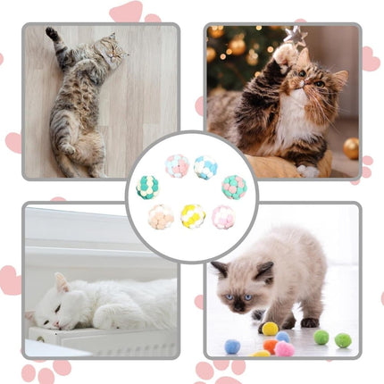Colorful Cat Toy 7-pack with Bell for Stress Relief and Interactive Play, 7 pieces.