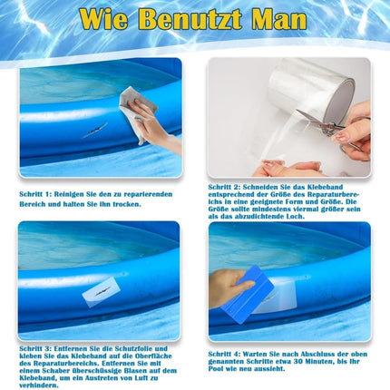 Waterproof Strong Repair Tape for Pool Repair and Sealing, Self-Adhesive, 10 cm x 100 cm.