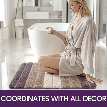 Non-slip bath mat extra soft water-absorbent machine washable, 40x60 cm, beige.
