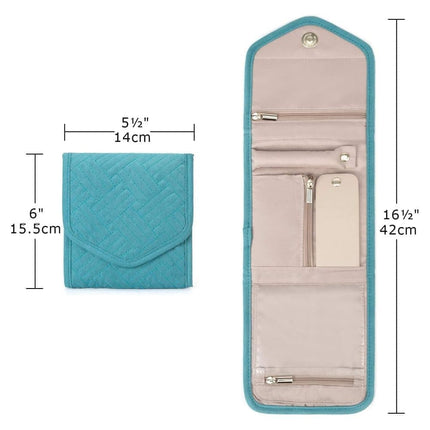 15cm Travel Jewelry Box with Compartments, Dark Blue Compact Jewelry Storage Bag Easy to Carry in Your Bag.