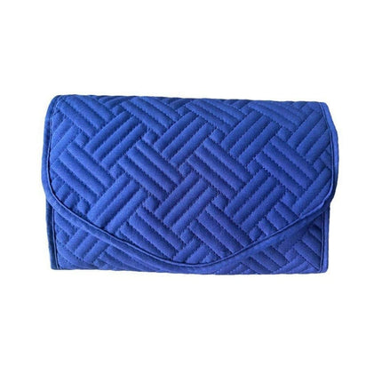Compact Travel Jewelry Box with Compartments, Dark Blue, 23cm.