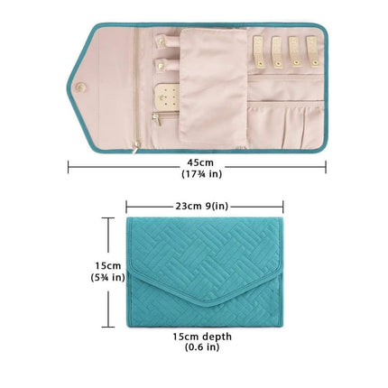 Compact Travel Jewelry Box with Compartments, Dark Blue, 23cm.