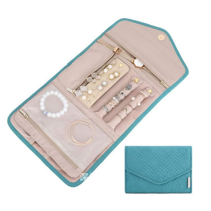 Compact Travel Jewelry Box with Compartments, Dark Blue, 23cm.
