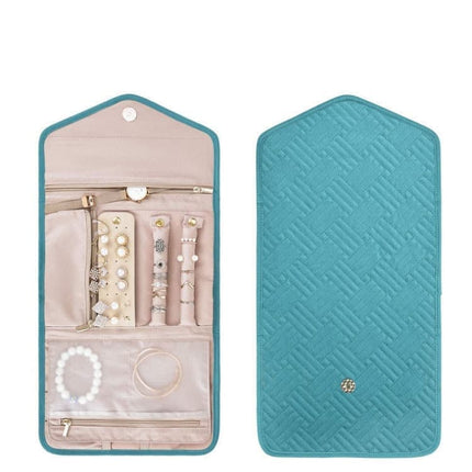 Compact Travel Jewelry Box with Compartments, Dark Blue, 23cm.